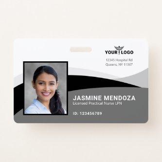 Black White Template Business Logo Photo Name ID Badge