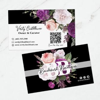 Black & White Vintage Floral Chic Boutique QR Code