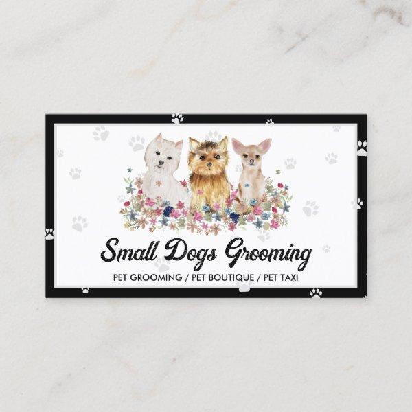 Black White Watercolor Small Dogs Paw Pet Sitter