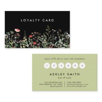 Black Wildflower Meadow Loyalty Card