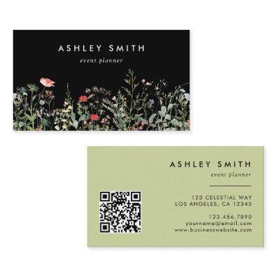 Black Wildflower Meadow QR Code
