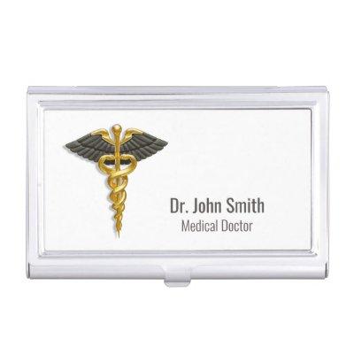 Black Wings Elegant Gold Caduceus Classy Medical  Case