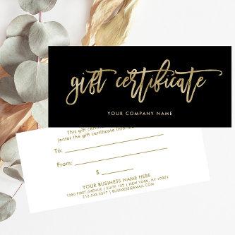 Black with Faux Gold Script | Gift Certificate