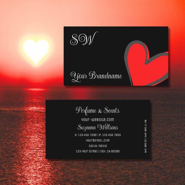 Black with Gorgeous Red Heart and Monogram Cute