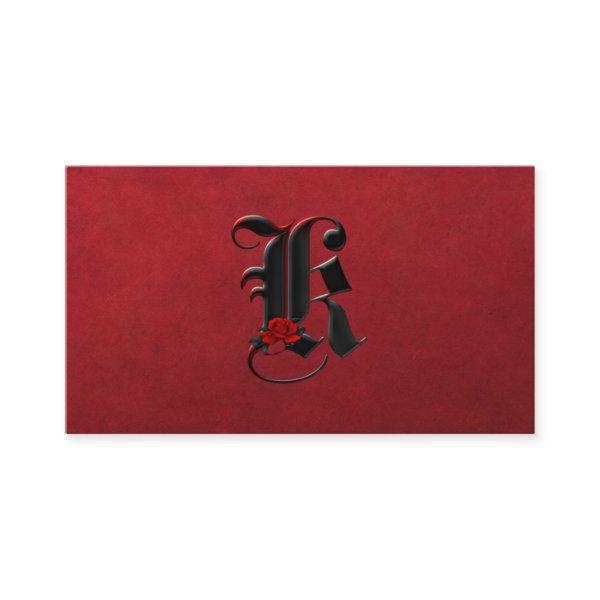 Black with Red Roses Initial K Goth