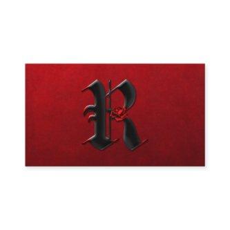 Black with Red Roses Initial R Goth