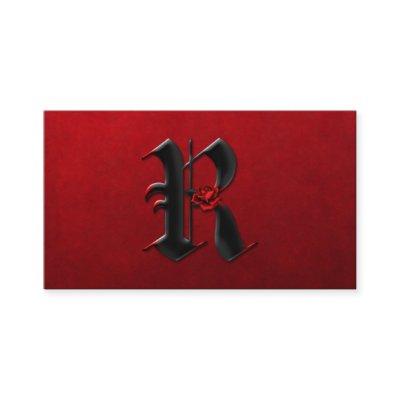Black with Red Roses Initial R Goth
