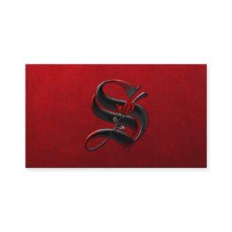 Black with Red Roses Initial S Goth