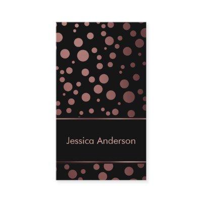 Black with Rose Gold Confetti Bubbles Pattern