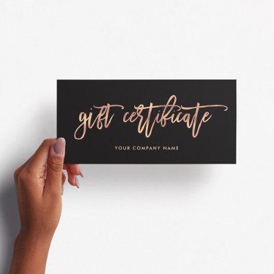 Black with Rose Gold Script | Gift Certificate