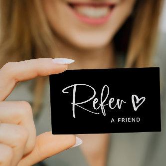 Black with White Script and Heart | Referral Card