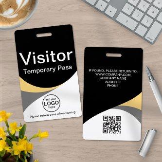 Black Yellow Corporate Visitor Pass ID QR Code Badge