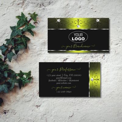 Black Yellow Squiggles Sparkling Diamonds Add Logo