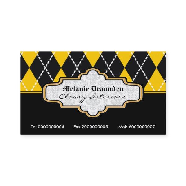 Black yellow white argyle trendy
