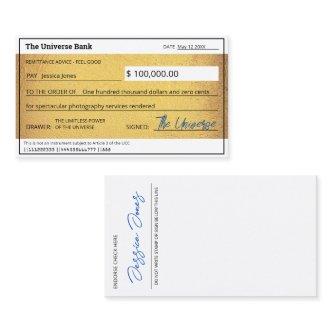 Blank Check Gold Law of Attraction Manifestation