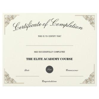 Blank Name | Certificate of Completion Custom Logo