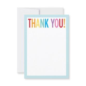 BLANK THANK YOU colorful rainbow letters blue