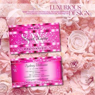 Bling Glam Girly Pink Glitter Spark Stars Monogram