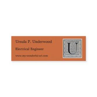 Block Letter "U" Woodcut Woodblock Initial Mini