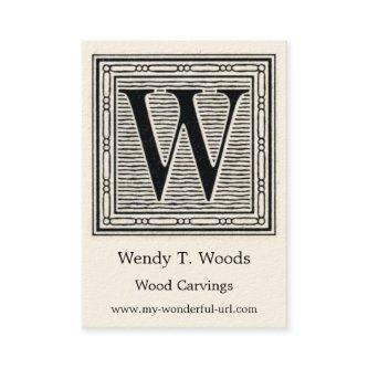 Block Letter "W" Woodcut Woodblock Initial