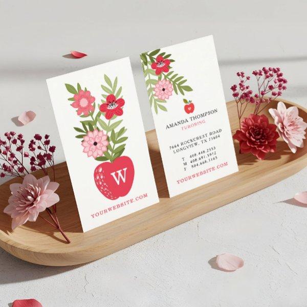 Blooming Floral Red Apple Learning Tutoring