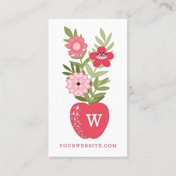 Blooming Floral Red Apple Learning Tutoring