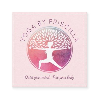 Blooming Tree Woman Yoga Pose Logo Square
