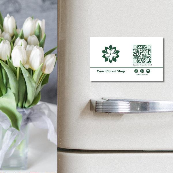 🌼Blossom Logo Florist Green & White  Magnet