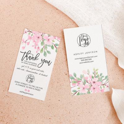 Blossoms pink floral logo order thank you