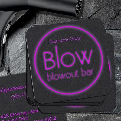 Blow Blowout Bar Add Your Name Neon Pink Square