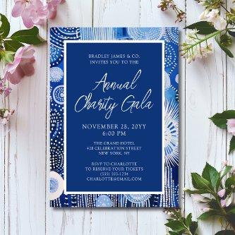 Blue Abstract Watercolor Charity Event Gala Party Invitation