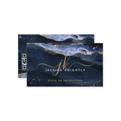 Blue Agate Geode Monogram Gold Script