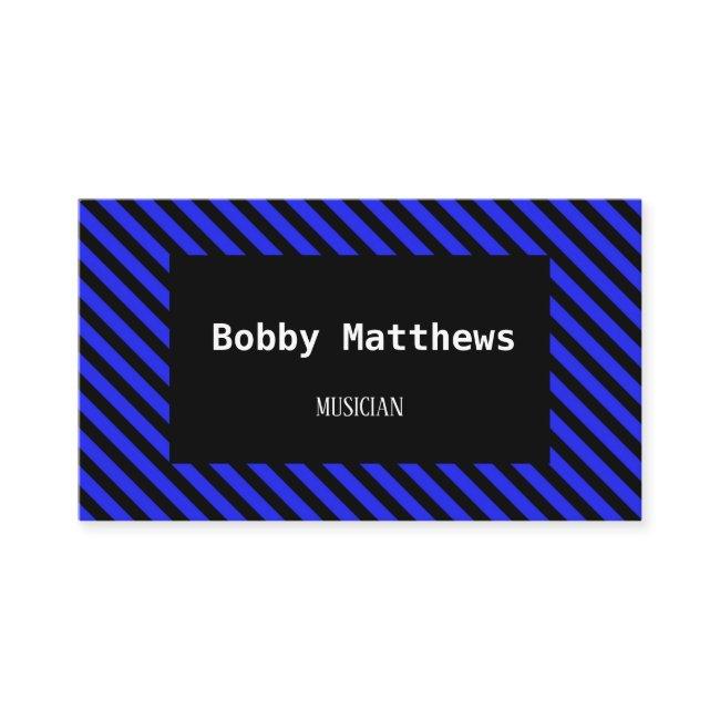 Blue and black diagonal stripes