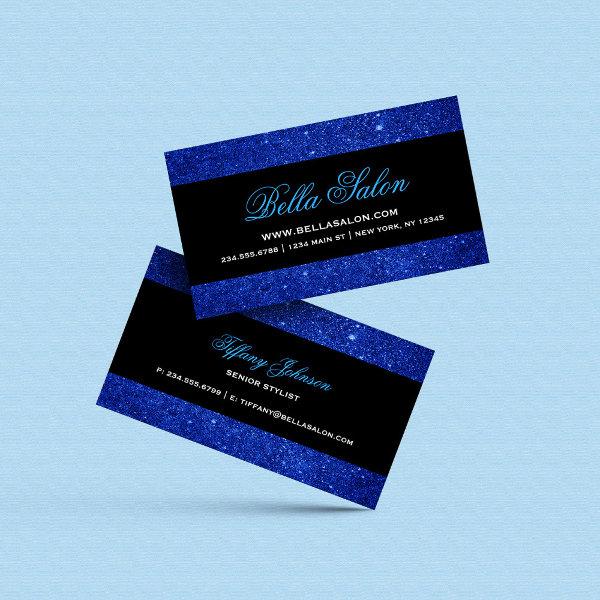 Blue and Black Glam Faux Glitter