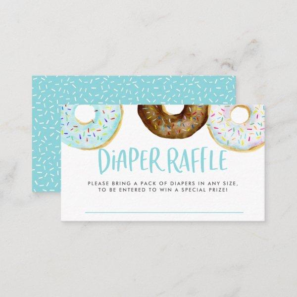 Blue and Chocolate Donuts Baby Diaper Raffle Card