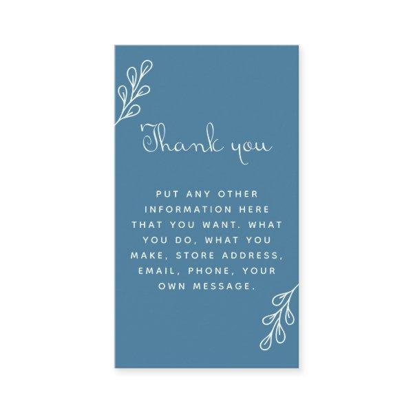 Blue and cream thank you, social links enclosure