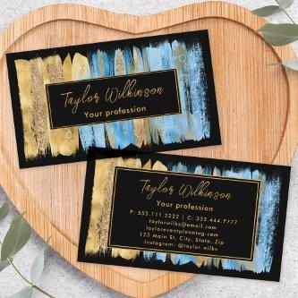 Blue and Gold Brush Strokes