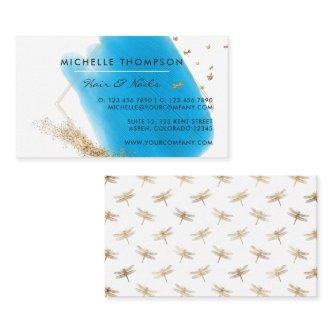Blue and Gold Brushstrokes Square
