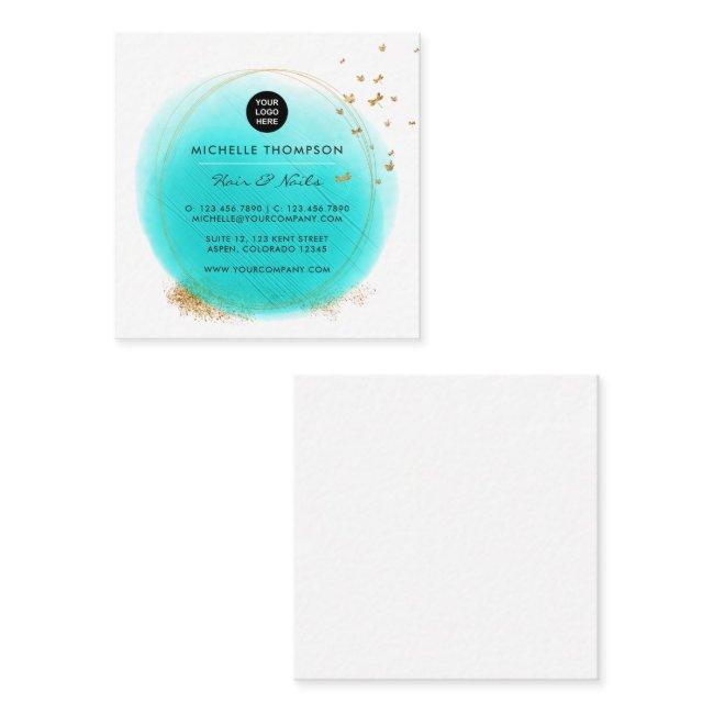 Blue and Gold Brushstrokes Square