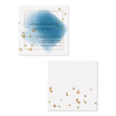 Blue and Gold Brushstrokes Square