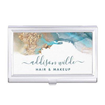 Blue And Gold Modern Art Liquid Watercolor Ink  Case