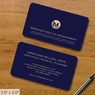 Blue and Gold Monogram Financial