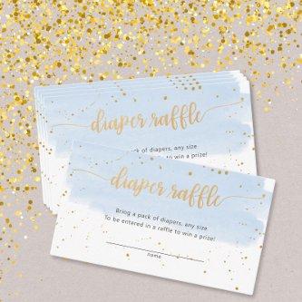 Blue and Gold Watercolor boy diaper raffle ticket Enclosure Card