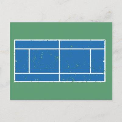 Blue and Green Tennis Court Distressed Style Postcard