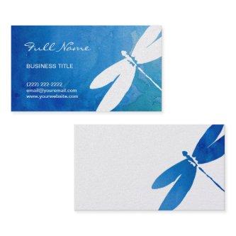 Blue and Green Watercolor Dragonfly