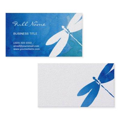 Blue and Green Watercolor Dragonfly