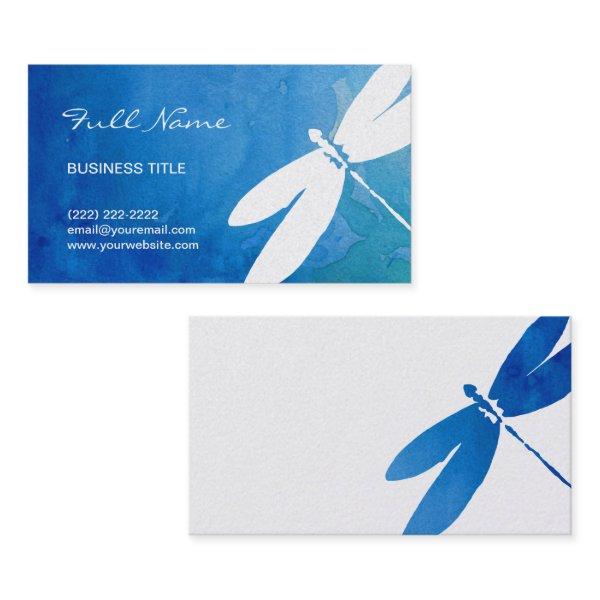 Blue and Green Watercolor Dragonfly