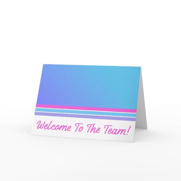 Blue and Pink Welcome to the Team New Employee Card