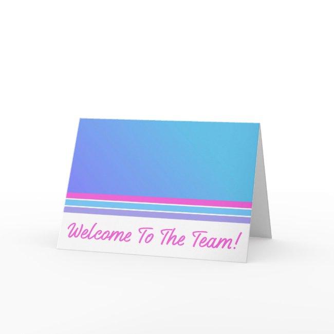 Blue and Pink Welcome to the Team New Employee Card