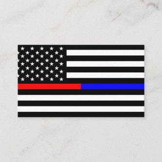 blue and red thin line police firefighters symbol